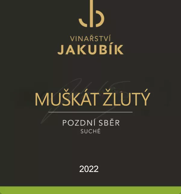 Vinařství Jakubík Muškát žlutý 2022 pozdní sběr 0,75 l