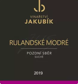 Vinařství Jakubík Rulandské modré 2019 pozdní sběr 0,75 l