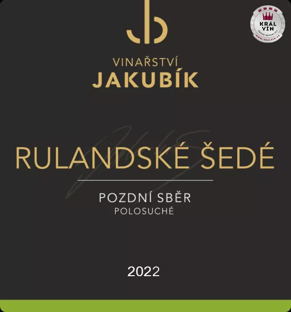 Vinařství Jakubík Rulandské šedé 2022 pozdní sběr 0,75 l